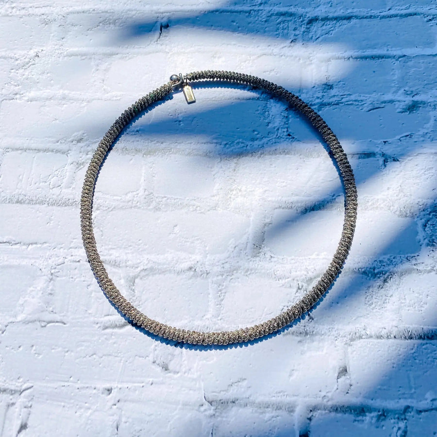 Vintage Moschino Y2K Necklace, silver plated Necklace Jagged Metal 
