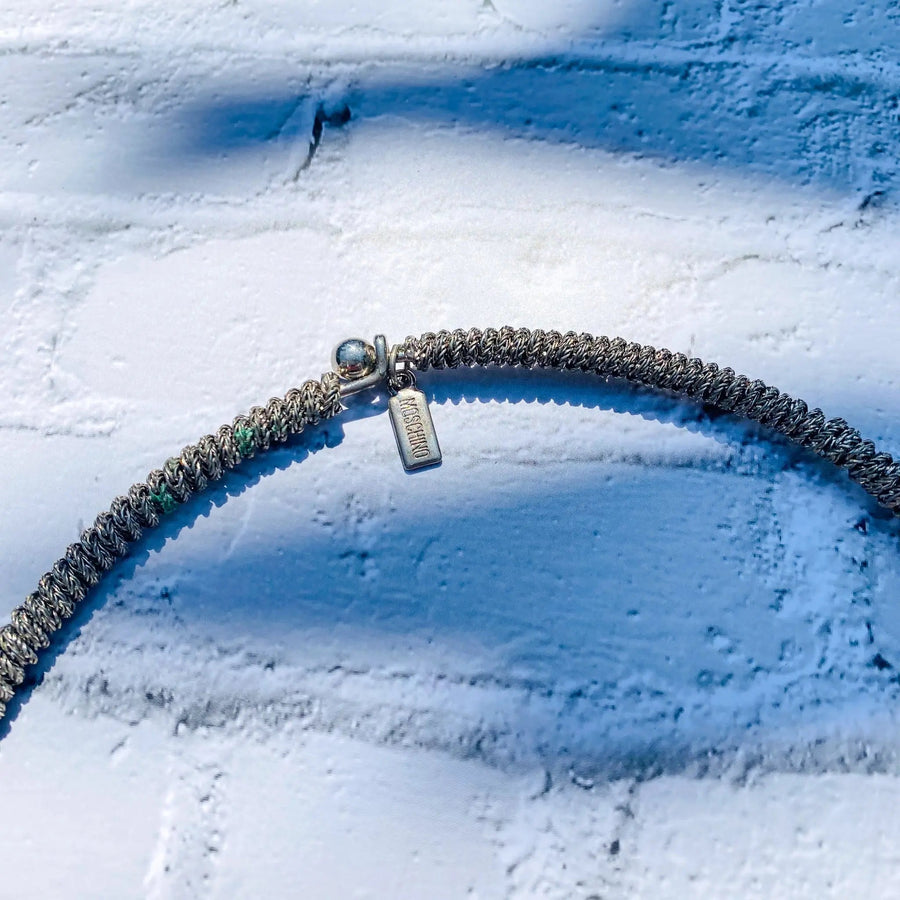 Vintage Moschino Y2K Necklace, silver plated Necklace Jagged Metal 