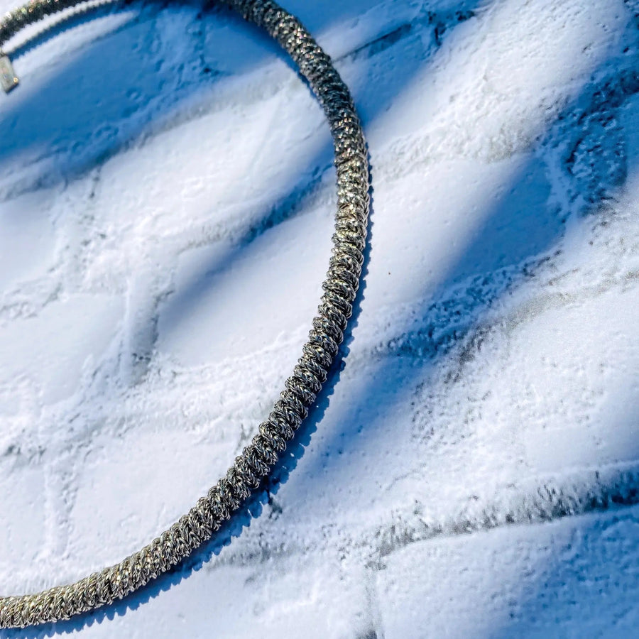 Vintage Moschino Y2K Necklace, silver plated Necklace Jagged Metal 