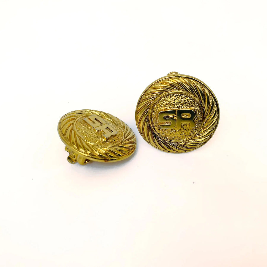 Vintage Sonia Rykiel Gold Plated Clip On Earrings 1980s Earrings Jagged Metal 