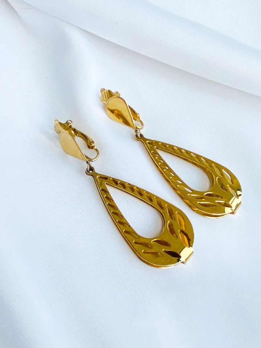 Vintage Trifari Earrings 1980s - Jagged Metal