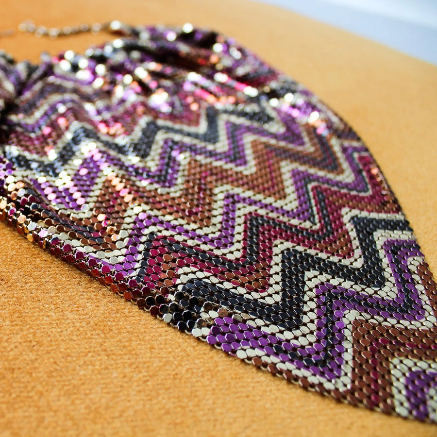 Vintage Whiting & Davis 1970s Necklace Necklaces Jagged Metal 