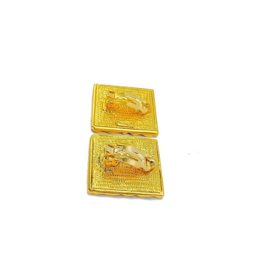 Vintage Yves Saint Laurent YSL Earrings 1980s Clip On Earrings Jagged Metal 