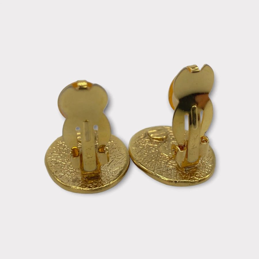 Vintage Yves Saint Laurent YSL Earrings 1990s Earrings Jagged Metal 