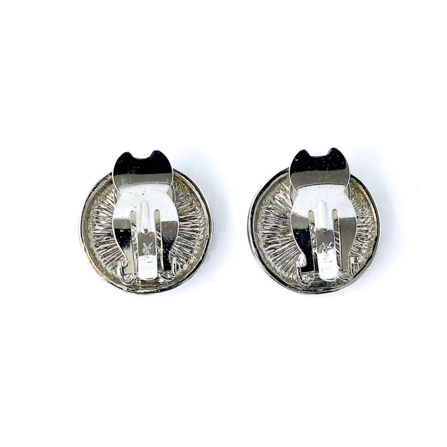 Vintage Yves Saint Laurent YSL Earrings, 1990s Silver Plated Earrings Jagged Metal 