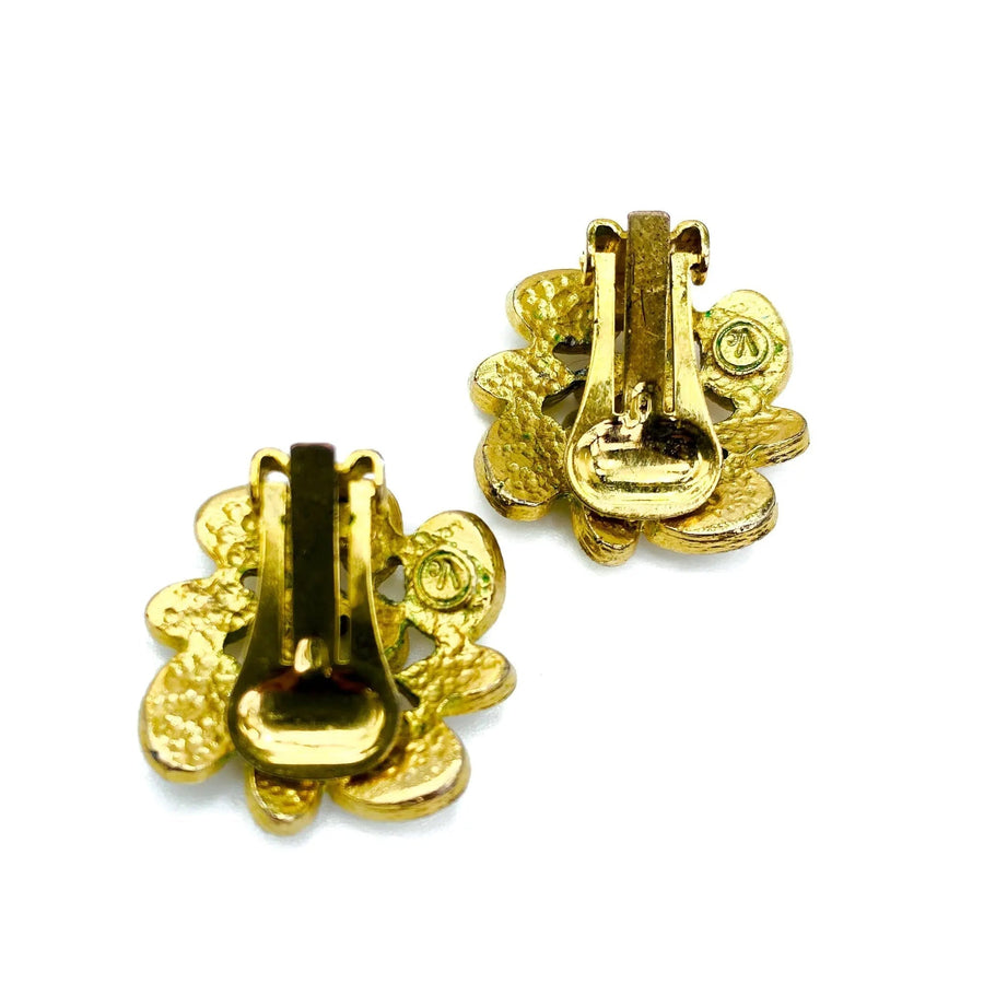 Vogue 1970s Vintage Gold Plated Clip on Earrings Earrings Jagged Metal 