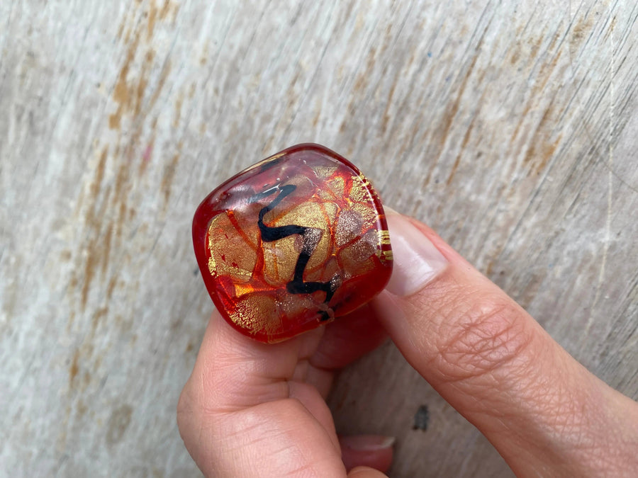 1960s Vintage Cocktail Ring, Murano Glass Rings Jagged Metal 