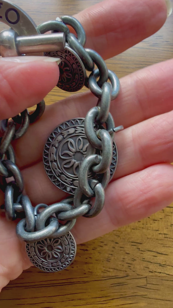 Vintage 1990s Kenzo Gunmetal Charm Bracelet