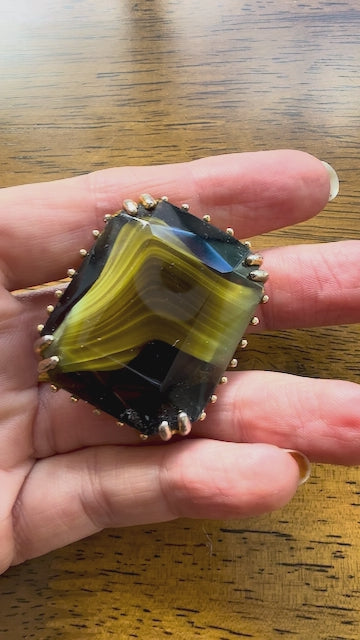 Vintage Agate-Effect Glass Brooch