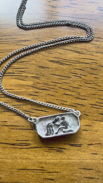 Vintage 1970s Aquarius Trifari Silver Plated Necklace