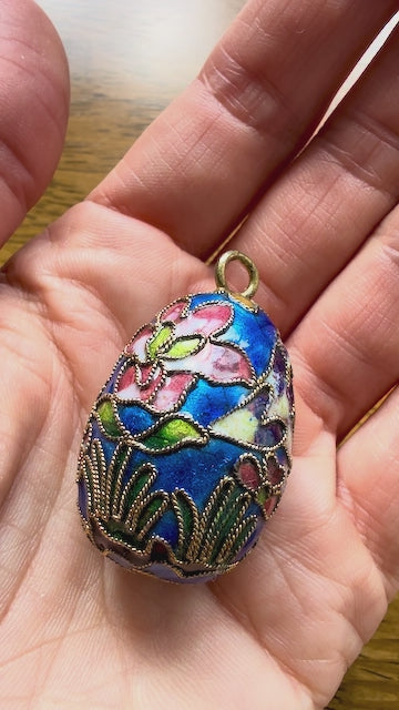 Vintage Cloisonné Enamel Egg Pendant
