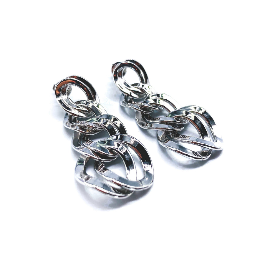 Vintage Monet 1980s Earrings Silver Plated Earrings Jagged Metal 