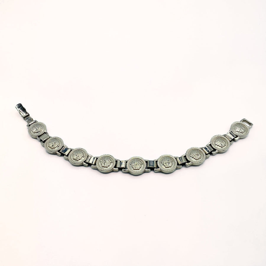 Vintage Gianni Versace Bracelet 1990s Silver Plated Bracelets Jagged Metal 