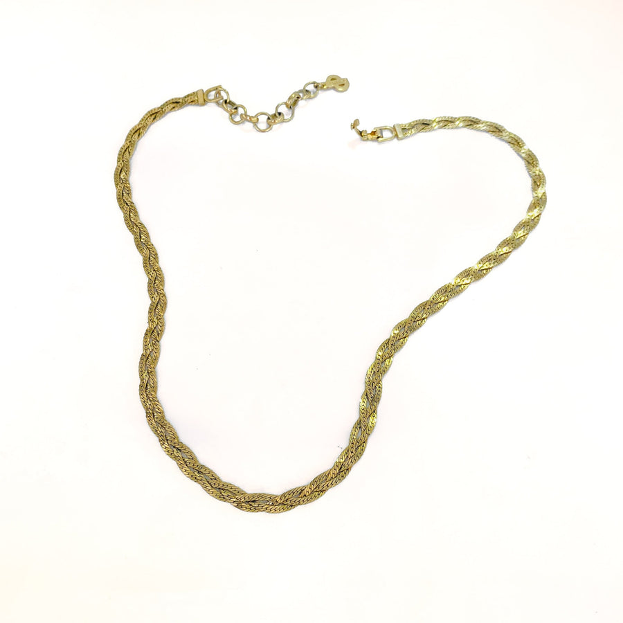 Vintage Christian Dior Gold Plated Chain Necklace 1980s Necklaces Jagged Metal 