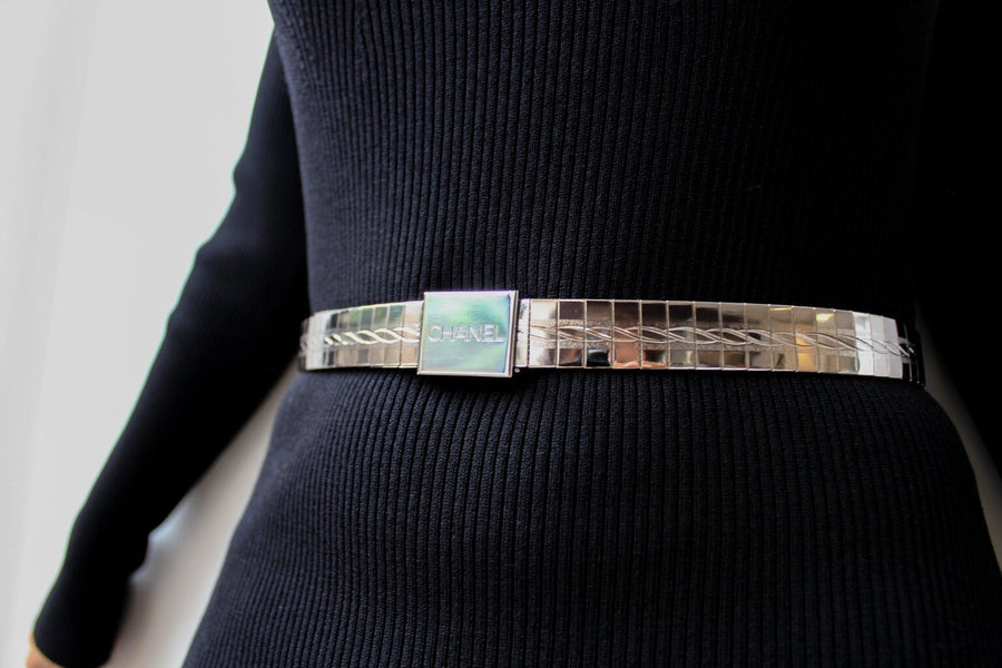 Vintage Chanel Belt 1990s - Autumn Winter 1998 Collection Silver Plated belts Jagged Metal 