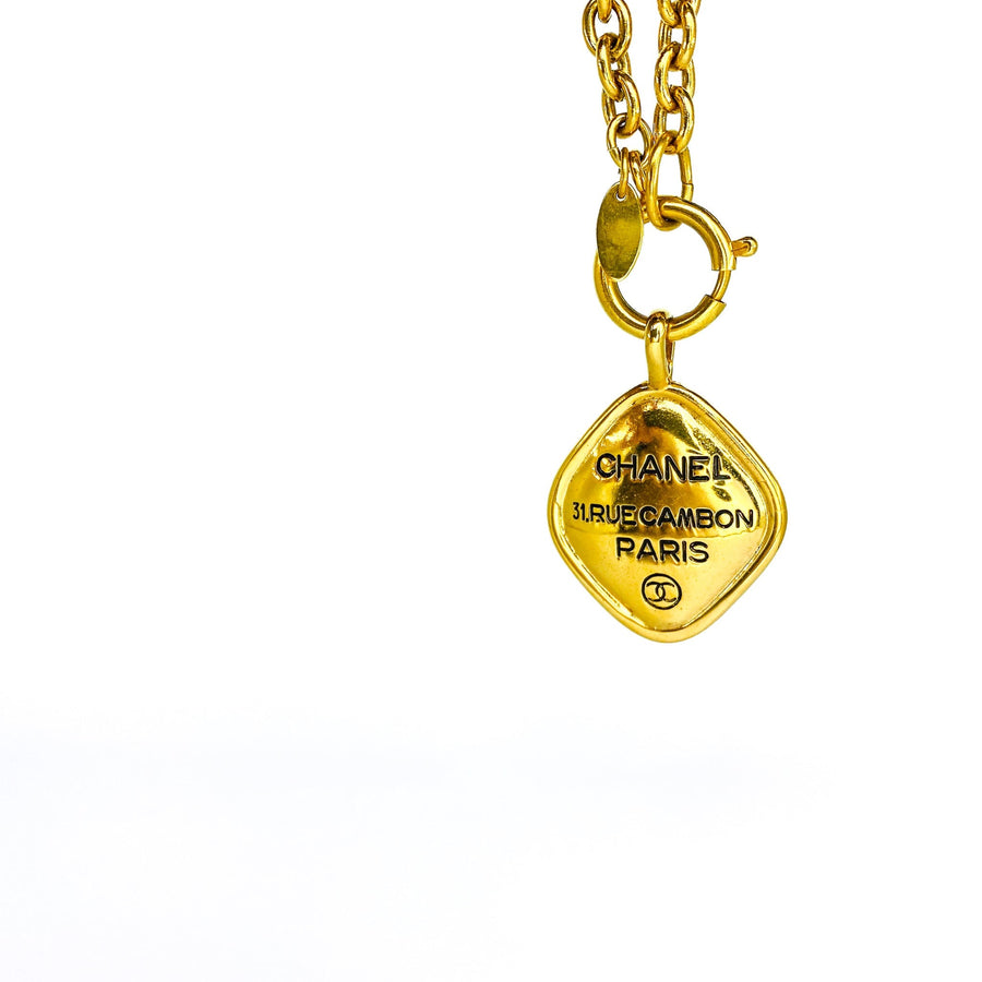 Vintage Chanel Necklace 1980s Rue Cambon Pendant Necklaces Jagged Metal 