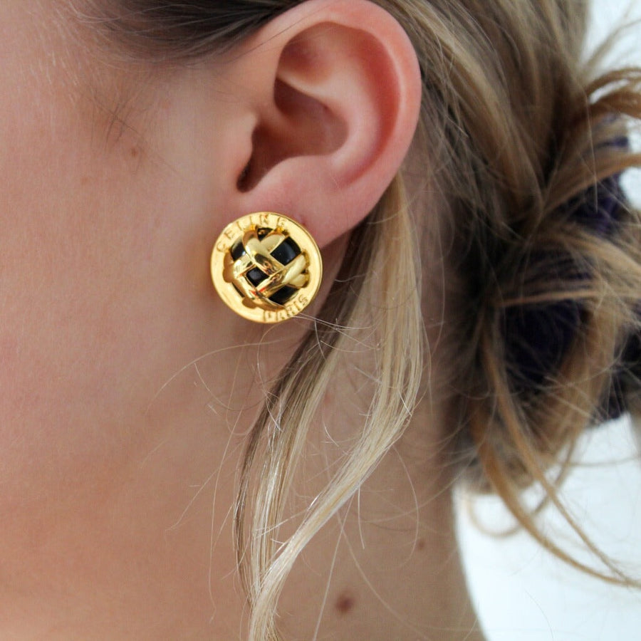 Celine Gold Plated Earrings for Pierced Ears Earrings Jagged Metal 