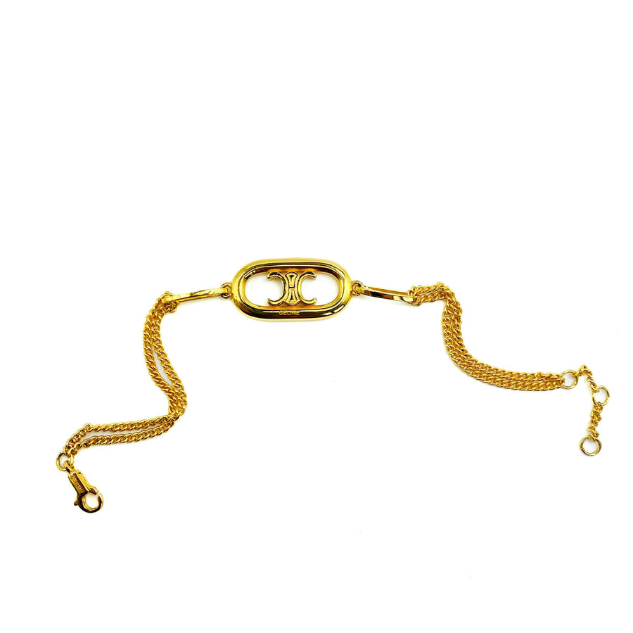 Vintage Celine Bracelet 1980s - Gold plated Bracelet Jagged Metal 