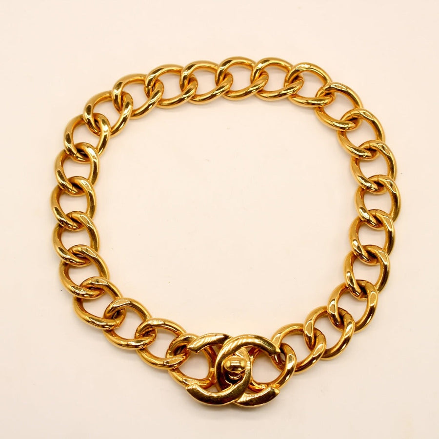 Vintage Chanel 1990s Turnlock Necklace - 1996 Spring Collection Necklaces Jagged Metal 