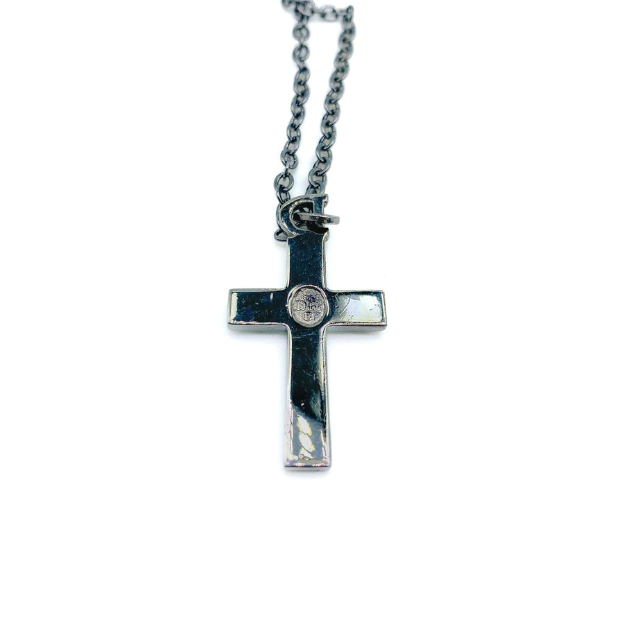 Re-engineered Christian Dior Cross Pendant Necklace Necklace Jagged Metal 