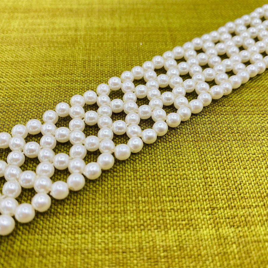 Vintage Napier Faux Pearl Choker Necklace 1980s Necklace Jagged Metal 