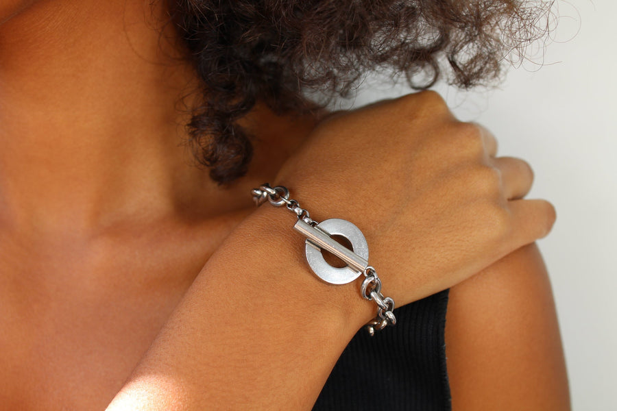 Dolce & Gabbana Silver Plated Vintage Y2K Chain Bracelet Bracelet Jagged Metal 