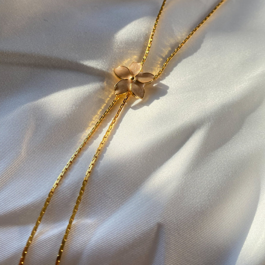 Vintage 1990s Lariat Necklace - 18 Carat Gold Plated Vintage Deadstock Necklace Jagged Metal 