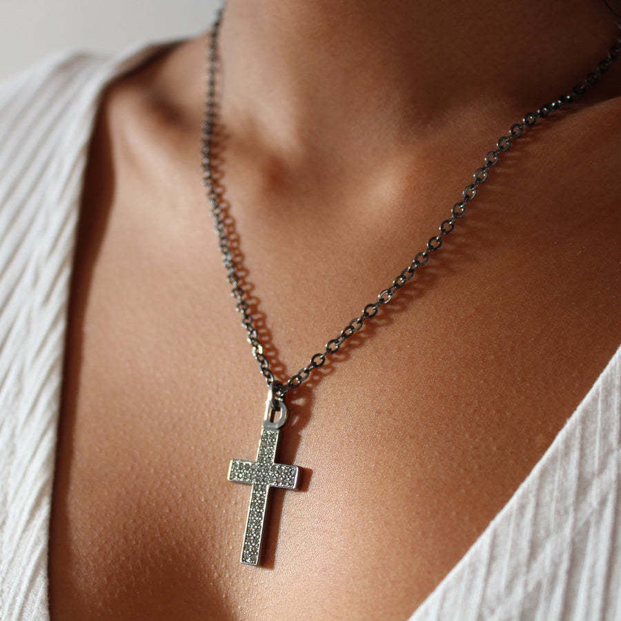Re-engineered Christian Dior Cross Pendant Necklace Necklace Jagged Metal 