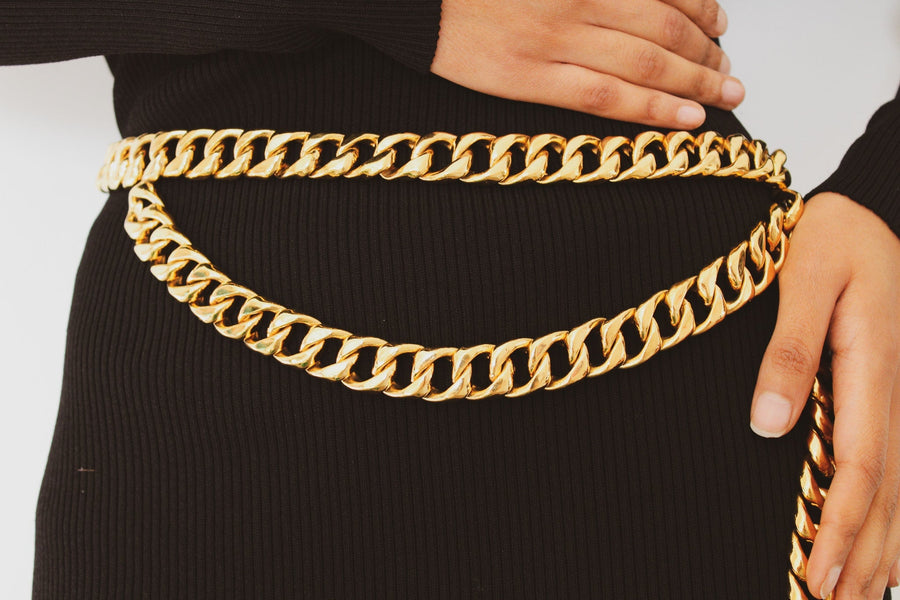Vintage Chanel Chain Belt 1990s - Coco Chanel No 5 Belts Jagged Metal 