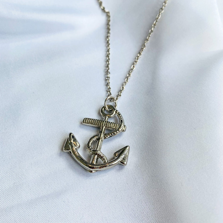  Silver Plated 1980's Serpent Anchor Necklace - JAGGED METAL - DESIGNER VINTAGE JEWELLERY