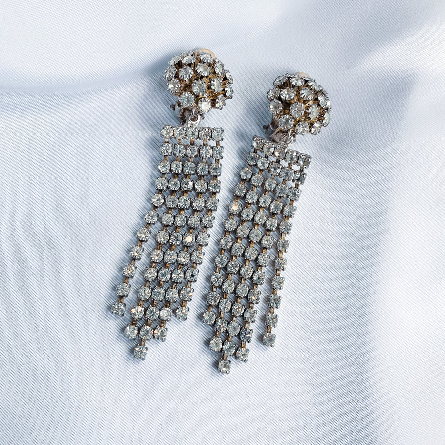 DRAFT STYLED Vintage Earrings Clip On 1980s Silver Plated Earrings Jagged Metal 