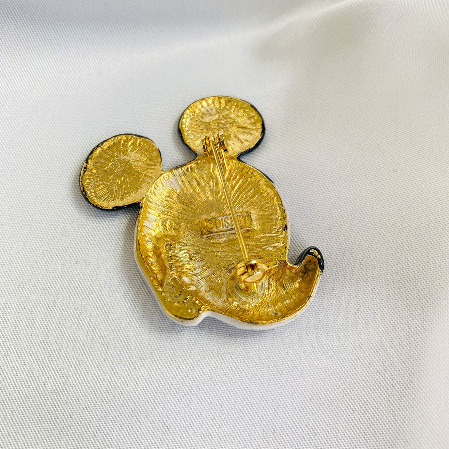 Vintage Wendy Gell Mickey Mouse brooch, 1980s, Wendy Gell jewellery, Disney brooch, Disney jewellery, Mickey Mouse pin, statement brooch, collectable brooch, designer brooch, unique brooch, high-end jewellery, luxury brooch, celebrity jewellery, statement jewellery, collectable jewellery, iconic jewellery, 80s fashion, Wendy Gell designs, Princess Diana jewellery, Oprah Winfrey jewellery, Elizabeth Taylor jewellery, Cher jewellery, Elton John jewellery, Liberace jewellery,