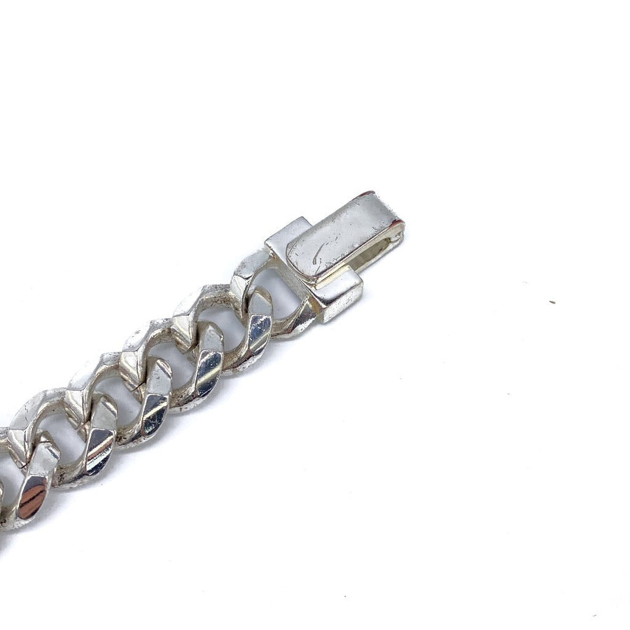 Vintage Givenchy Bracelet 1980s - Silver Plated Curb Chain Bracelet Jagged Metal 