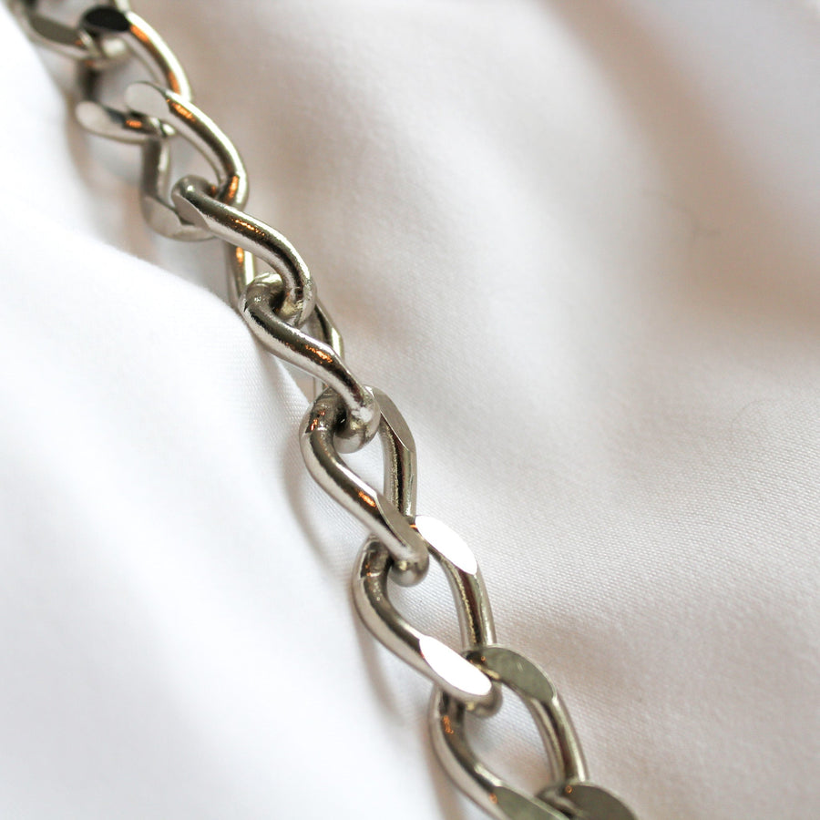 Vintage Chunky Silver Plated Chain Bracelet - (Dead-stock Collection) - JAGGED METAL - VINTAGE DESIGNER JEWELLERY