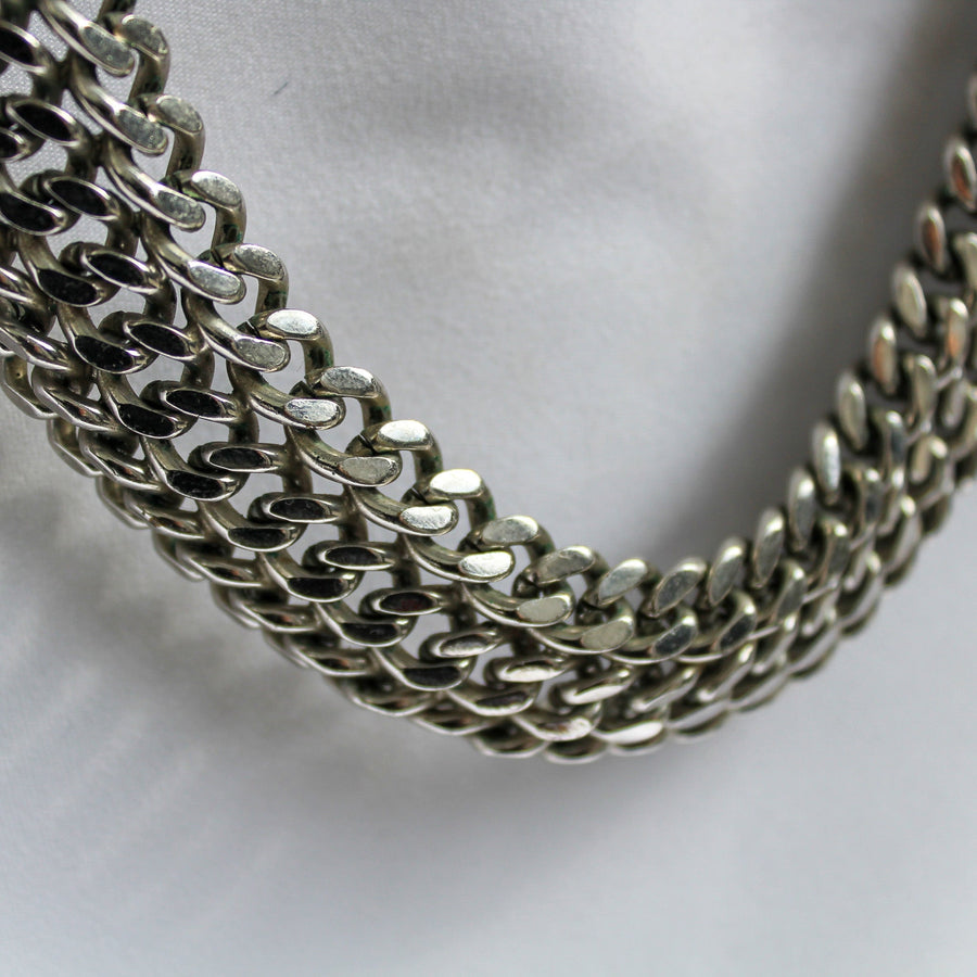 Vintage Monet 1980s Necklace - Silver plated Collar Necklaces Jagged Metal 