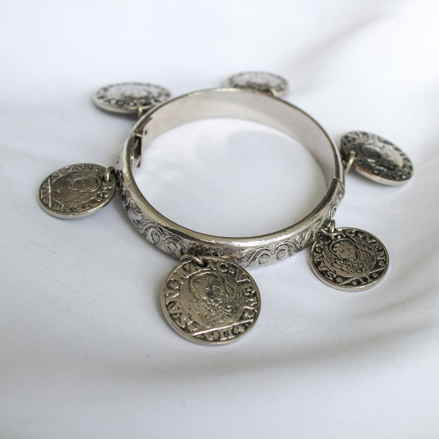 1970s Vintage Whiting & Davis Coin Charm Bracelet