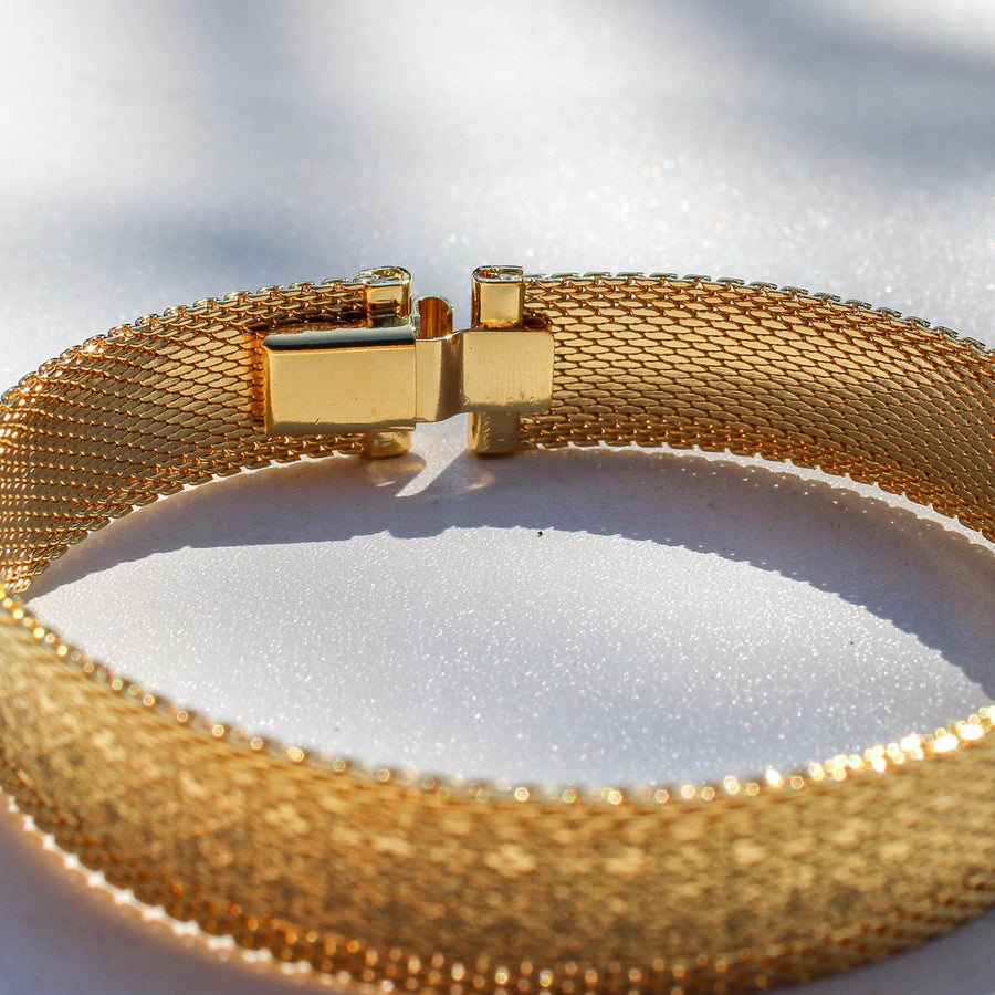  Vintage 1970s Bracelet - 18 Carat Gold Plated Deadstock - Jagged Metal - VINTAGE DESIGNER JEWELLERY  