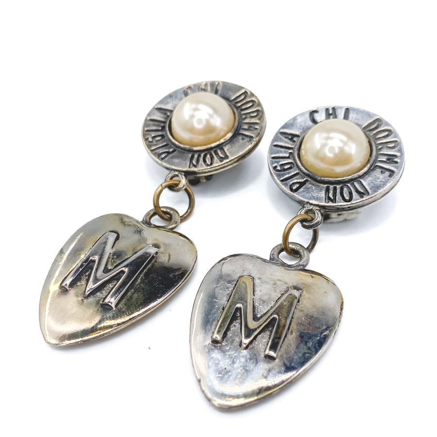 Vintage Moschino Silver Plated Earrings 1990s Earrings Jagged Metal 