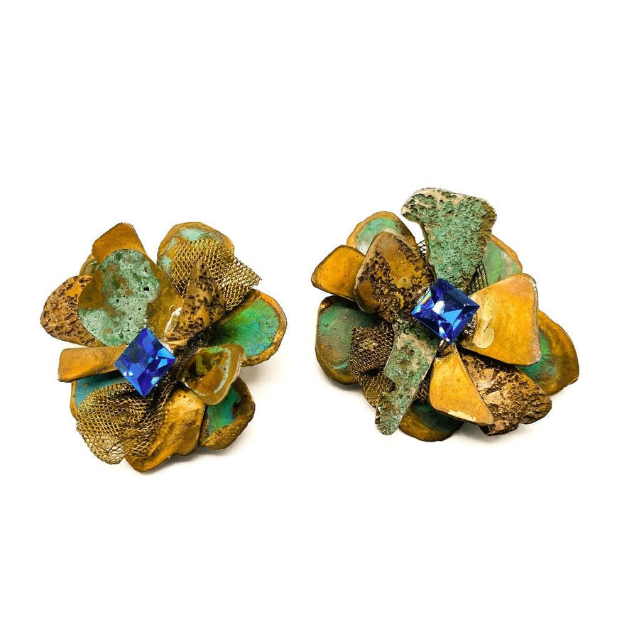 1990s Vintage Copper Earrings Earrings Jagged Metal 