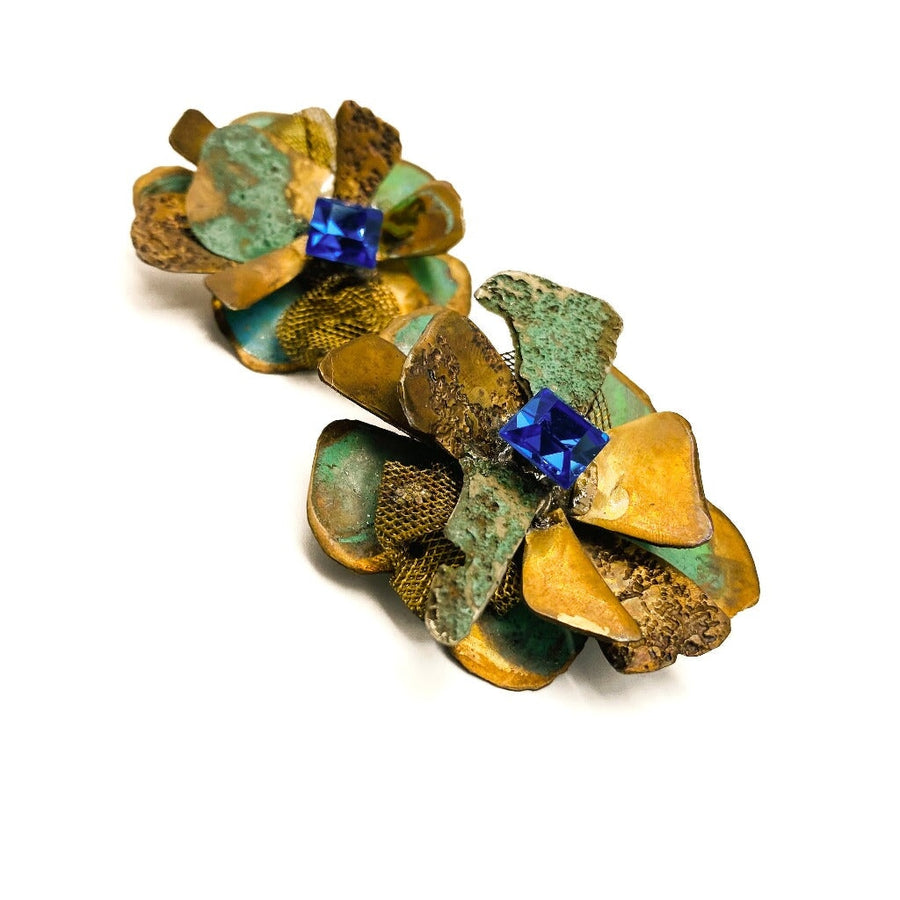 1990s Vintage Copper Earrings Earrings Jagged Metal 
