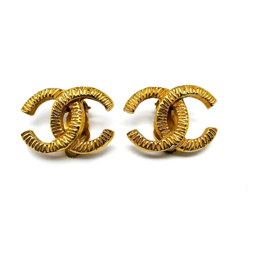 Vintage Chanel 1970s Clip On Earrings Earrings Jagged Metal 