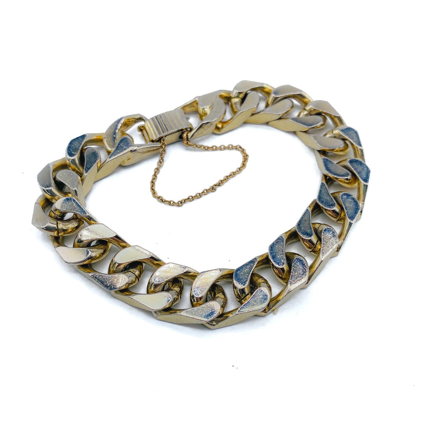 Goldette Vintage 1970s Chunky Cuban Chain Bracelet Bracelet Jagged Metal 
