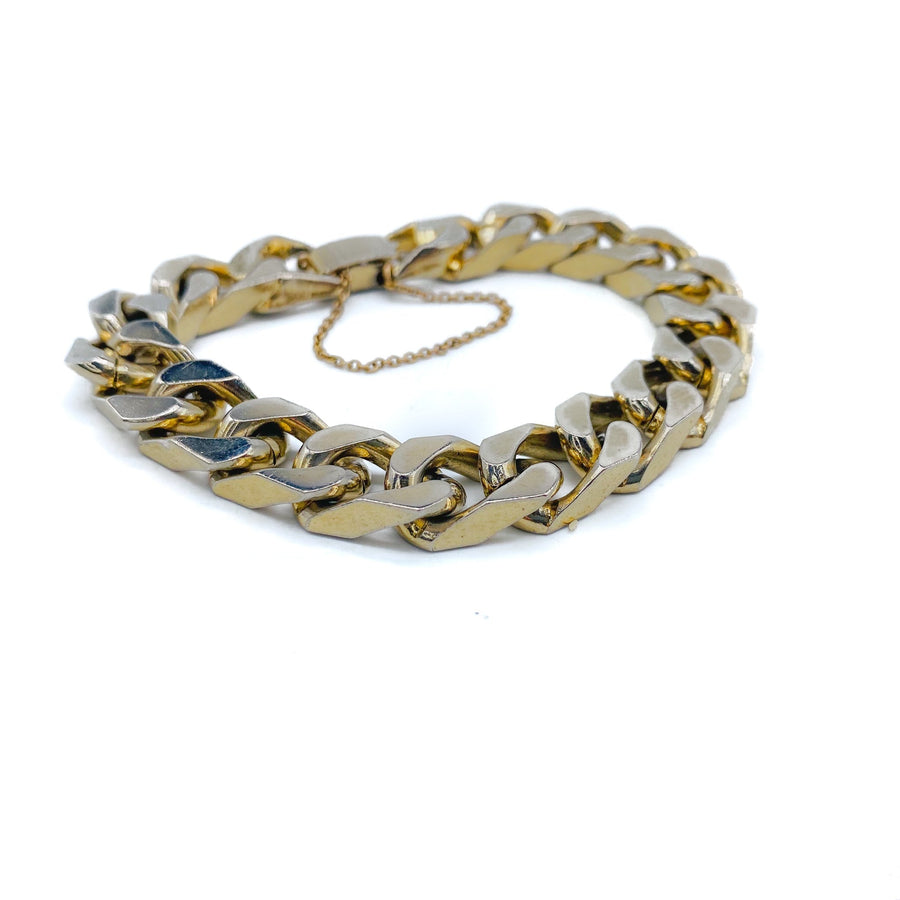 Goldette Vintage 1970s Chunky Cuban Chain Bracelet Bracelet Jagged Metal 