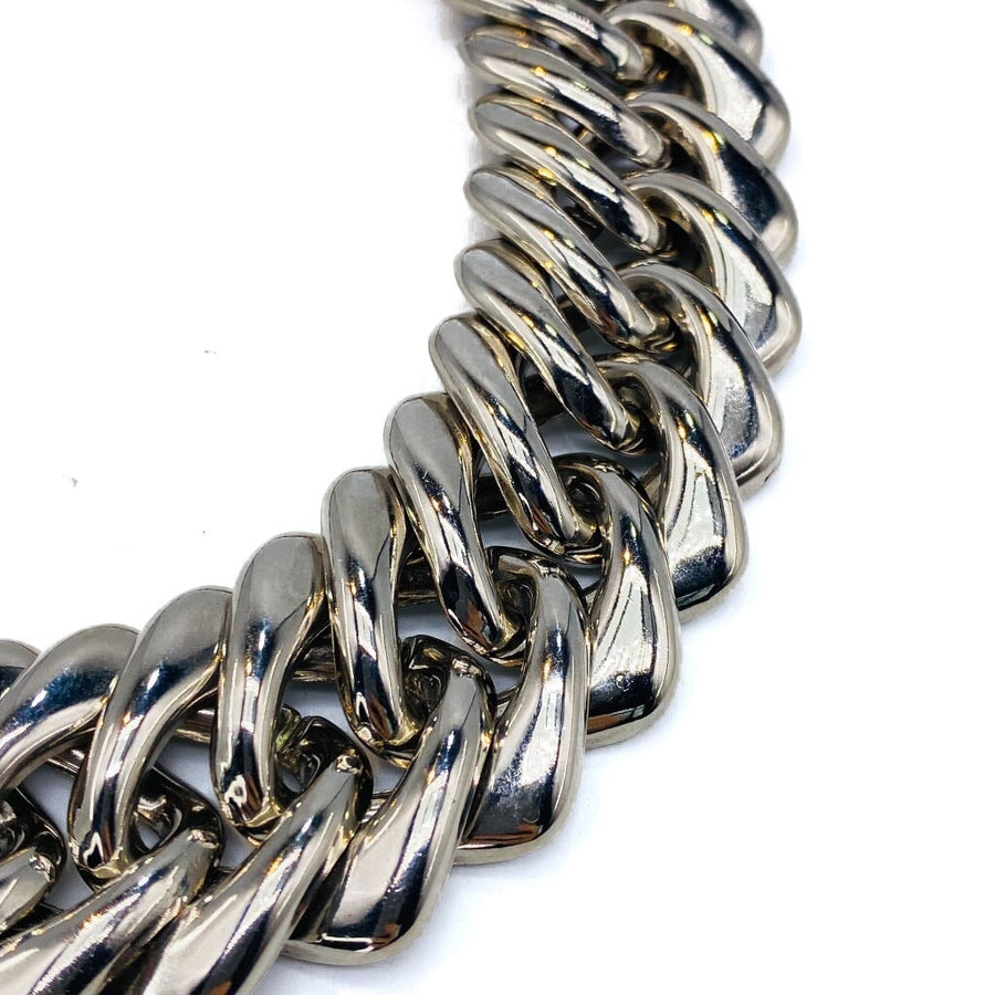 RESERVED Vintage YSL Necklace 1990s Silver Plated Necklace Jagged Metal 
