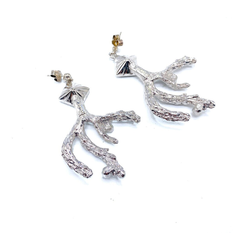 Vintage Yves Saint Laurent Silver Plated Earrings 1980s Earrings Jagged Metal 