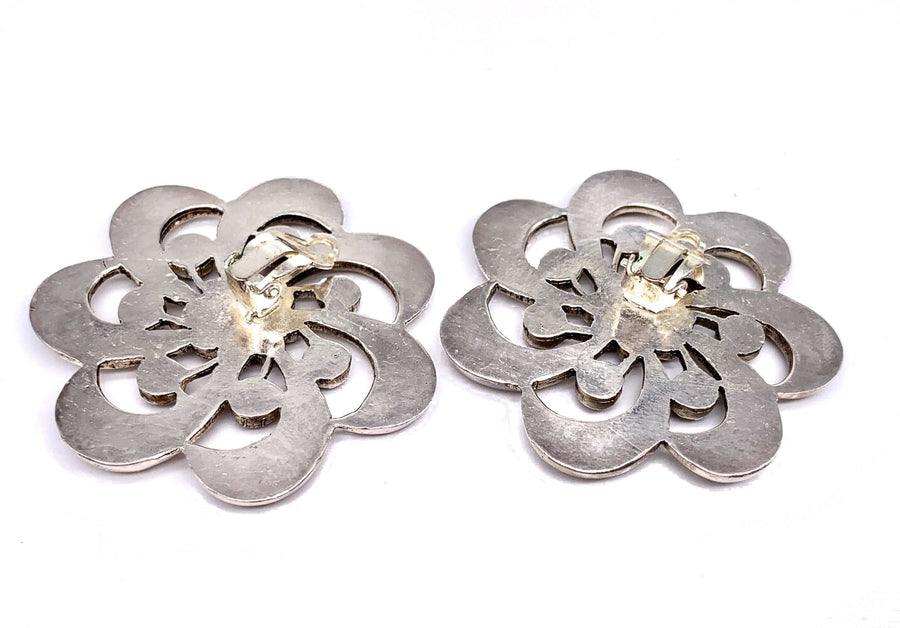 Vintage Karl Lagerfeld Silver Plated Earrings 1990s Earrings Jagged Metal 