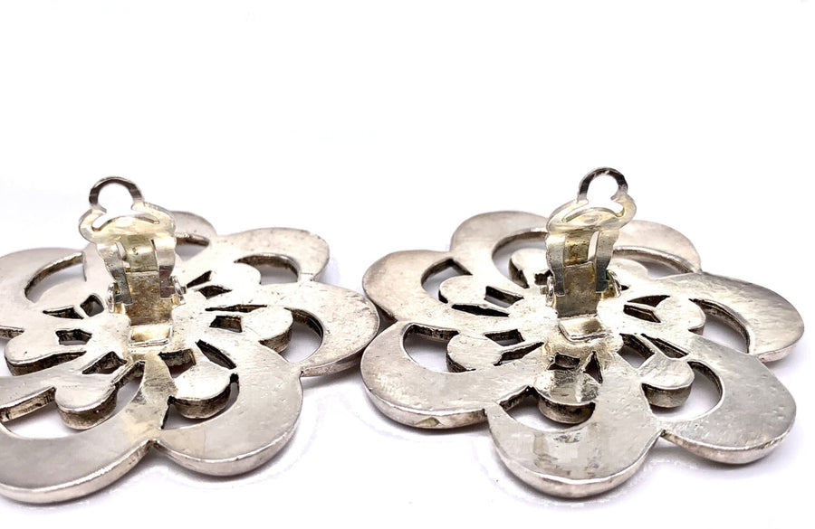 Vintage Karl Lagerfeld Silver Plated Earrings 1990s Earrings Jagged Metal 